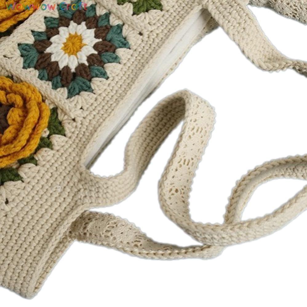 Shoulder Bags,Totes,Handmade Crochet Bags,Yellow Flowers Granny Square Tote crocheted with Snow Fairy Yarn - High quality handmade crocheted shoulder bag